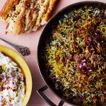 herb rice with green garlic saffron and crispy shallots