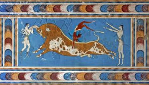 Toreador Fresco Crete bull Minoan Knossos people c 1550 bce