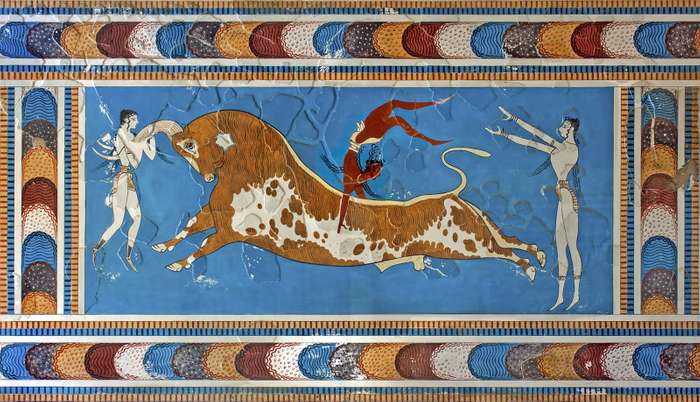 Toreador Fresco Crete bull Minoan Knossos people c 1550 bce saffron