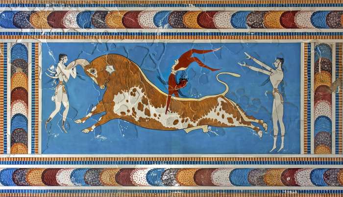 Toreador Fresco Crete bull Minoan Knossos people c 1550 bce iranian saffron